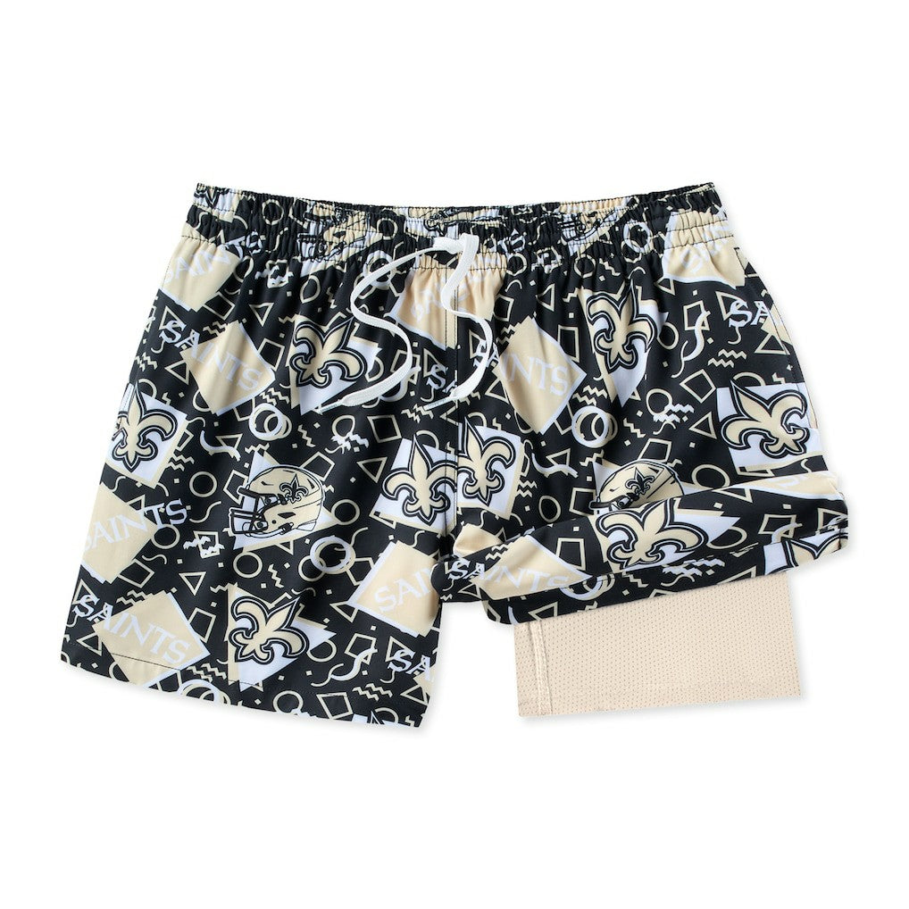 New Orleans Saints Chubbies Game Day Fit Classic Lined Swim Trunks Black - NFL