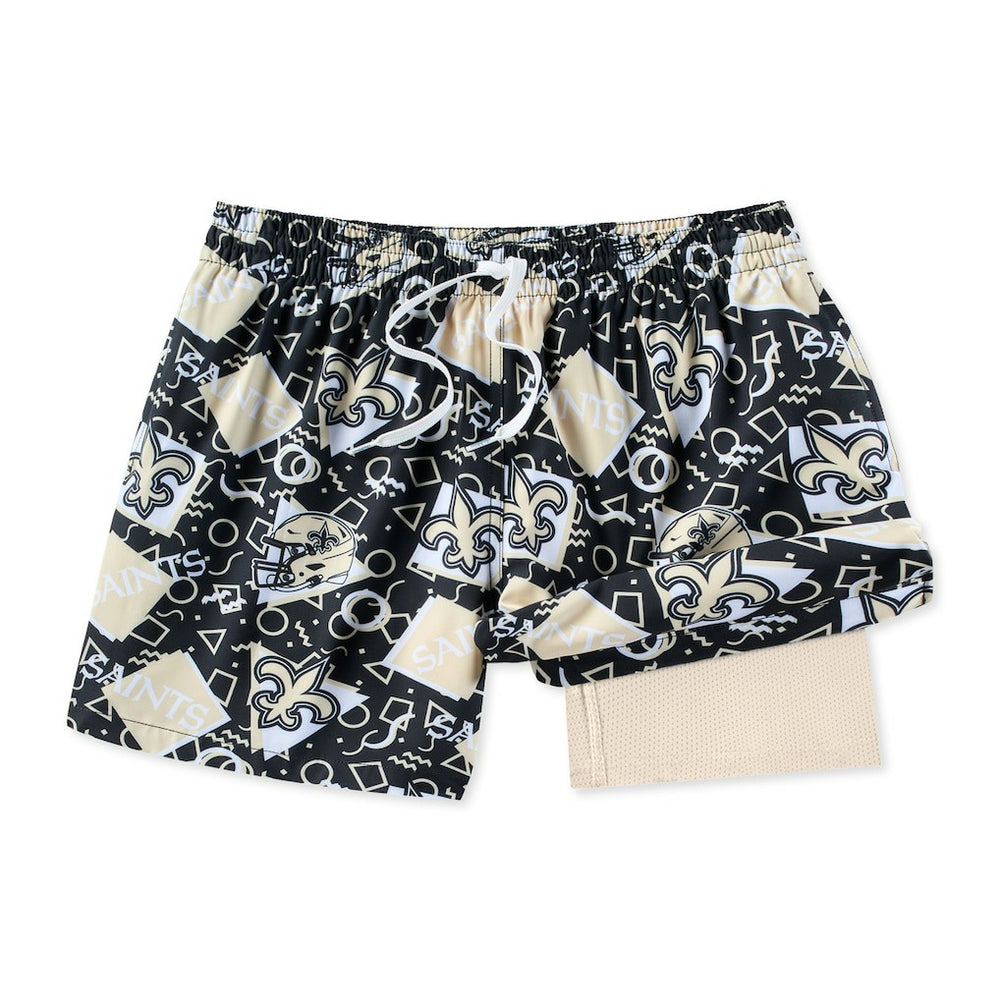 New Orleans Saints Chubbies Game Day Fit Classic Lined Swim Trunks Black - NFL