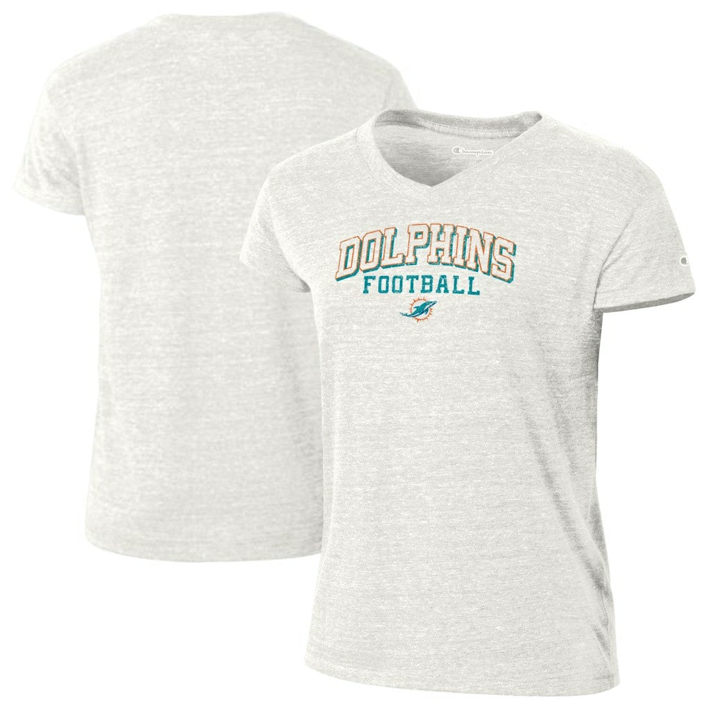 Miami Dolphins Champion Women's Triumph Tri-Blend V-Neck T-Shirt White - NFL