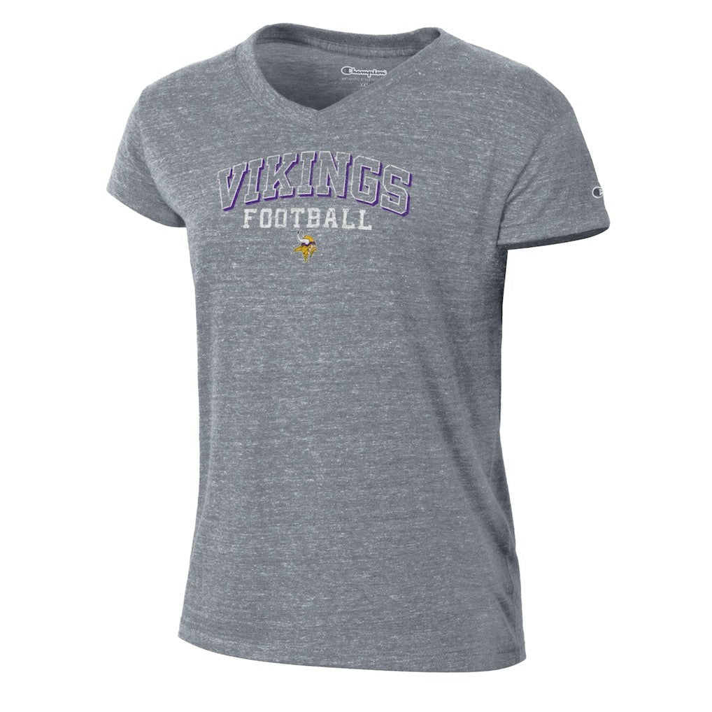 Minnesota Vikings Champion Women's Triumph Tri-Blend V-Neck T-Shirt Heather Gray - NFL
