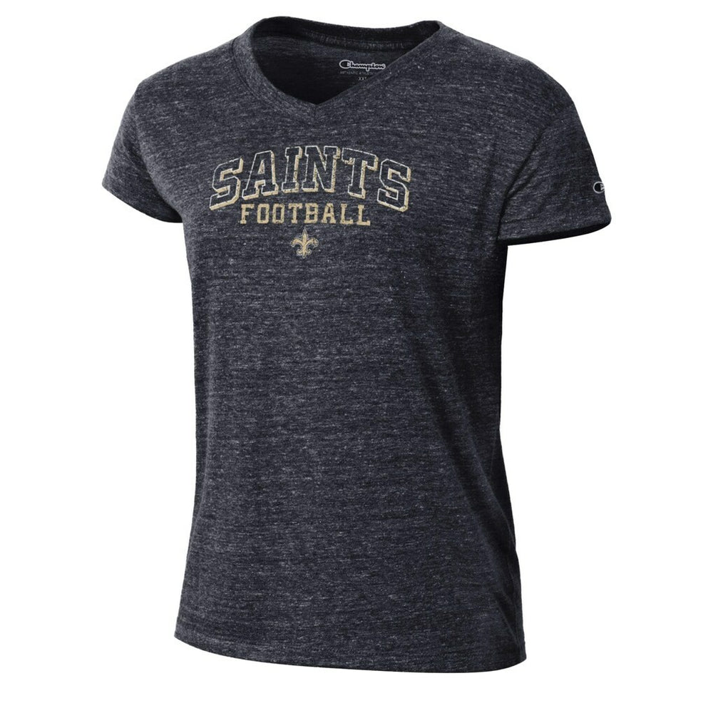New Orleans Saints Champion Women's Triumph Tri-Blend V-Neck T-Shirt Black - NFL