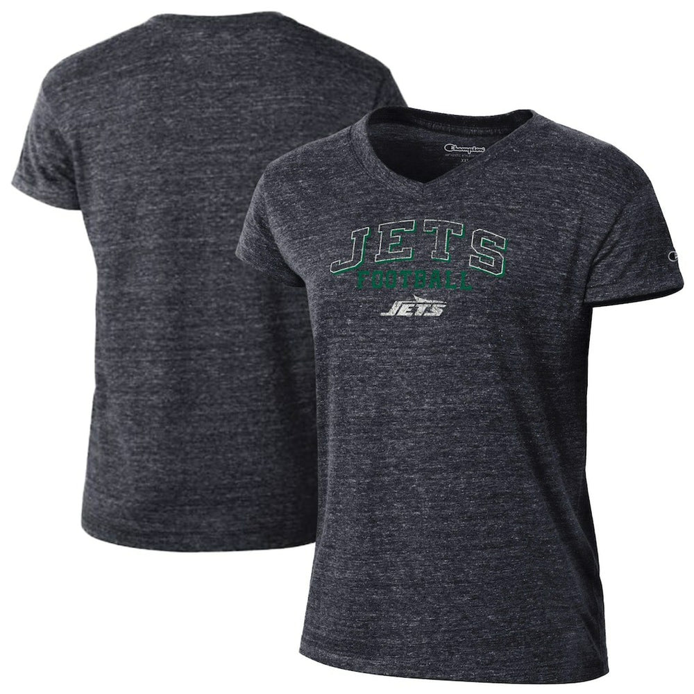 New York Jets Champion Women's Triumph Tri-Blend V-Neck T-Shirt Black - NFL