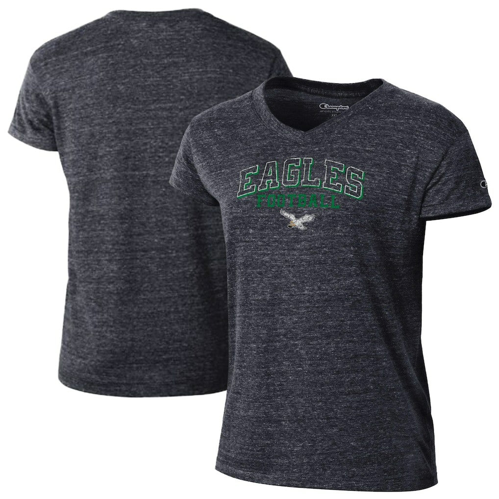 Philadelphia Eagles Champion Women's Triumph Tri-Blend V-Neck T-Shirt Black - NFL