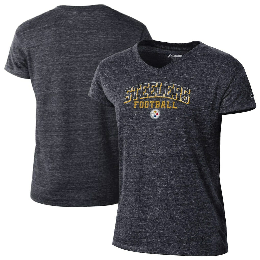 Pittsburgh Steelers Champion Women's Triumph Tri-Blend V-Neck T-Shirt Black - NFL