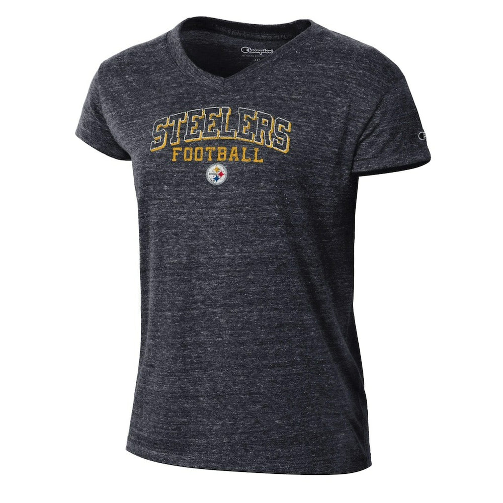Pittsburgh Steelers Champion Women's Triumph Tri-Blend V-Neck T-Shirt Black - NFL