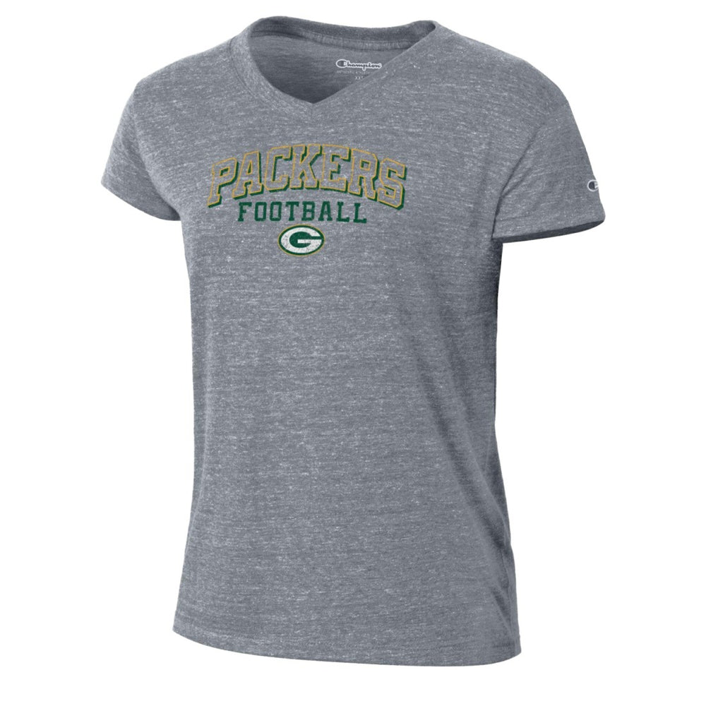 Green Bay Packers Champion Women's Triumph Tri-Blend V-Neck T-Shirt Heather Gray - NFL