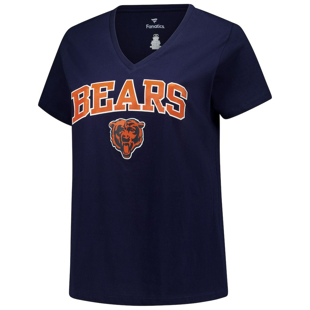 Chicago Bears Women's Plus Size Arch Over Logo V-Neck T-Shirt Navy - Fanatics