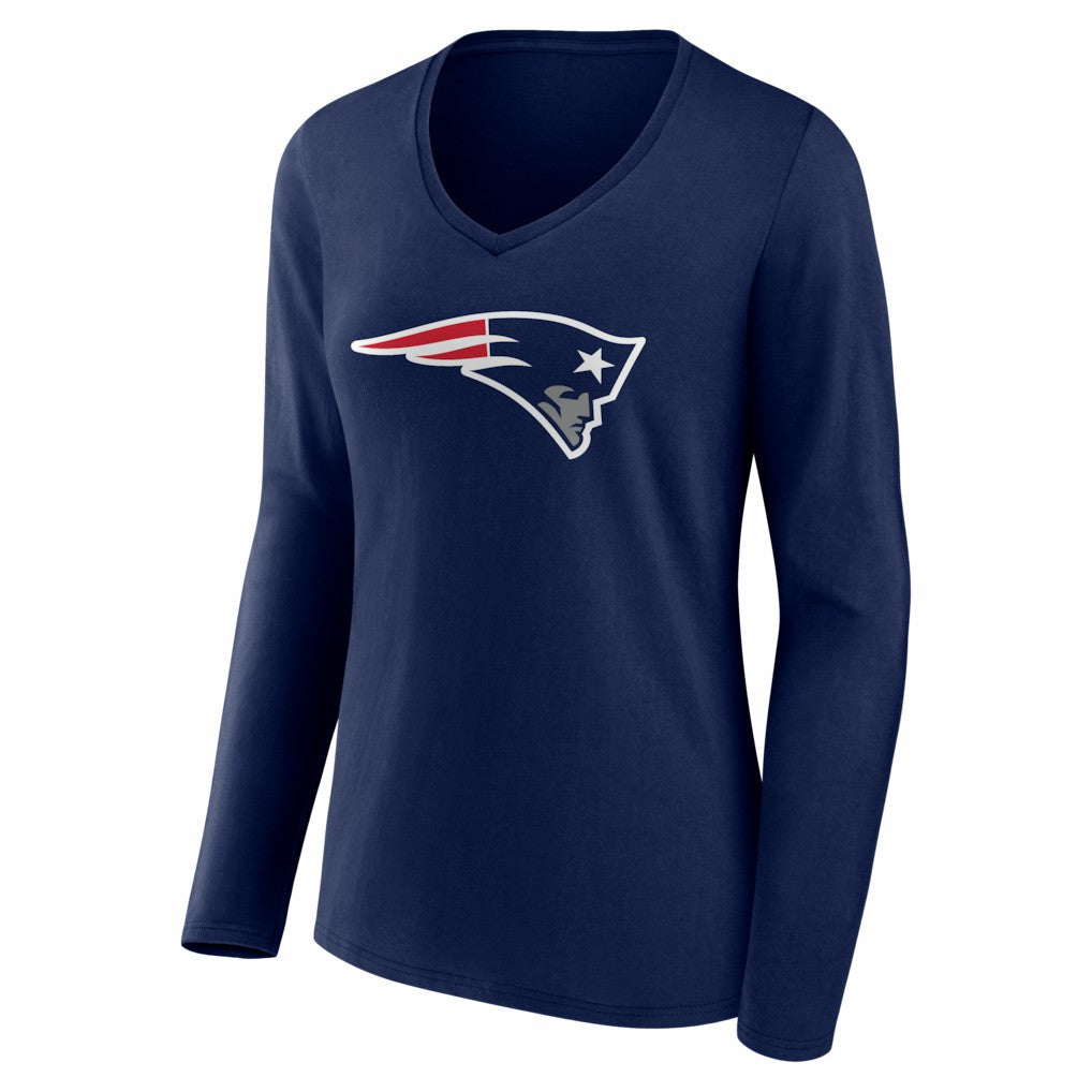 Drake Maye New England Patriots Women's Nickname V-Neck Long Sleeve T-Shirt Navy - NFL