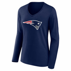 Drake Maye New England Patriots Women's Nickname V-Neck Long Sleeve T-Shirt Navy - NFL
