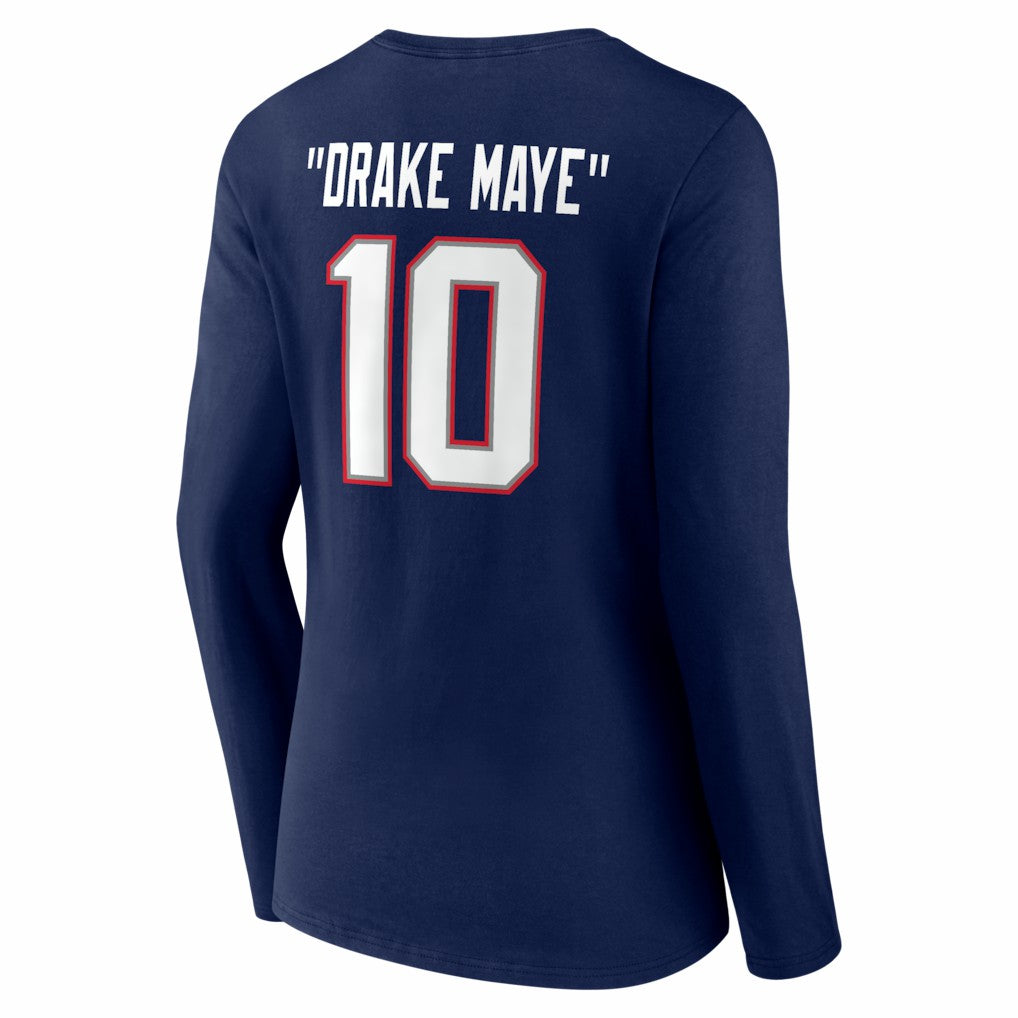 Drake Maye New England Patriots Women's Nickname V-Neck Long Sleeve T-Shirt Navy - NFL