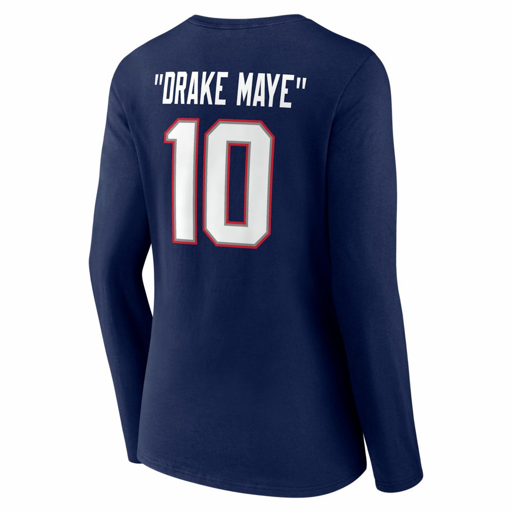 Drake Maye New England Patriots Women's Nickname V-Neck Long Sleeve T-Shirt Navy - NFL