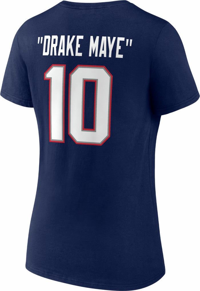 Drake Maye New England Patriots Women's Nickname V-Neck T-Shirt Navy - NFL