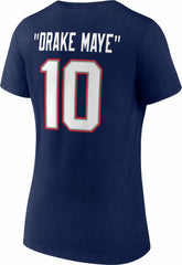 Drake Maye New England Patriots Women's Nickname V-Neck T-Shirt Navy - NFL