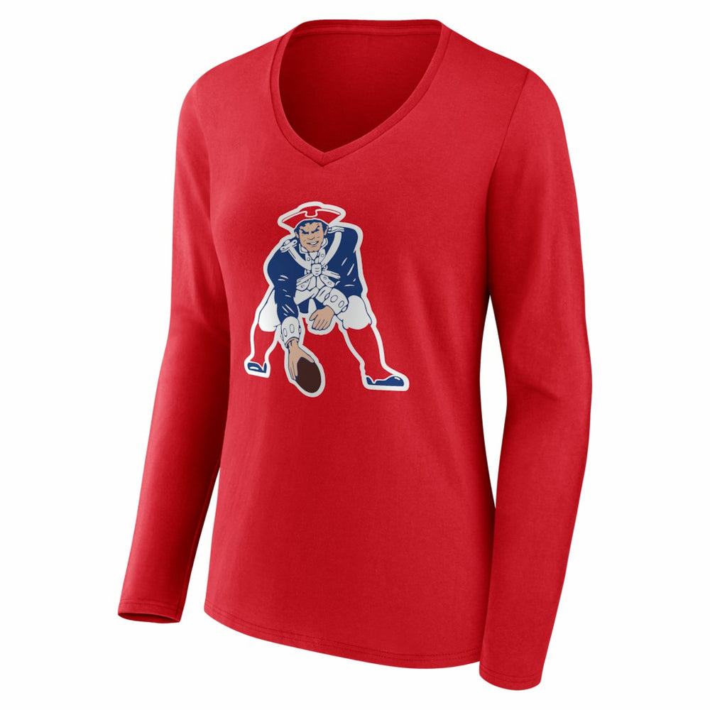 Drake Maye New England Patriots Women's Nickname V-Neck Long Sleeve T-Shirt Red - NFL
