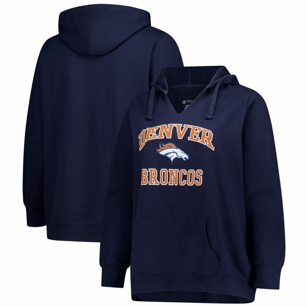 Denver Broncos Women's Plus Size Heart & Soul Notch Neck Hoodie Navy - Fanatics