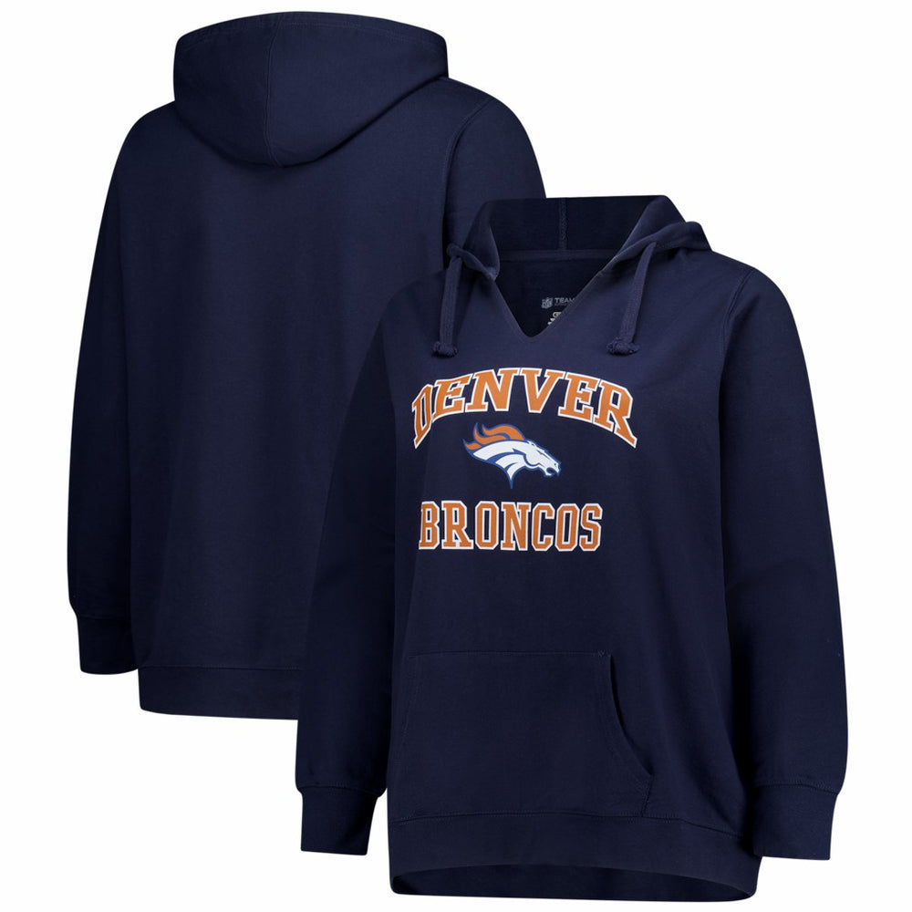 Denver Broncos Women's Plus Size Heart & Soul Notch Neck Hoodie Navy - Fanatics