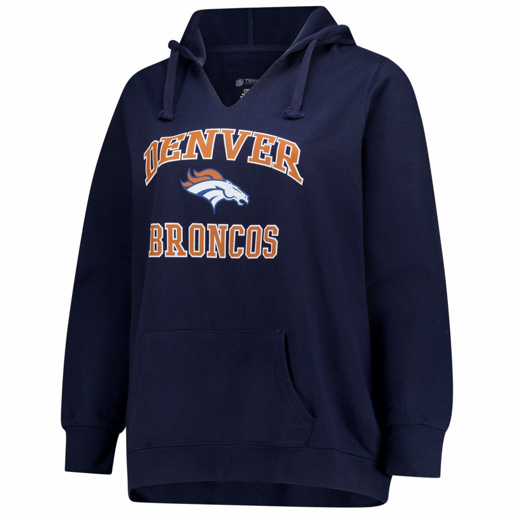 Denver Broncos Women's Plus Size Heart & Soul Notch Neck Hoodie Navy - Fanatics
