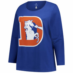Denver Broncos Women's Plus Size Primary Logo Long Sleeve Scoop Neck T-Shirt Royal - Fanatics