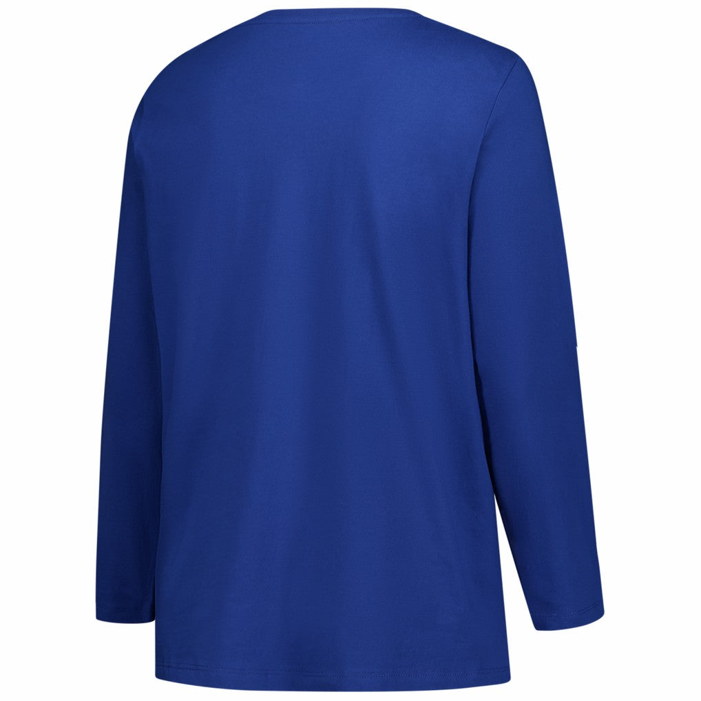 Denver Broncos Women's Plus Size Primary Logo Long Sleeve Scoop Neck T-Shirt Royal - Fanatics