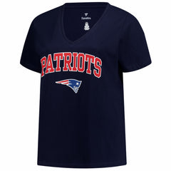 New England Patriots Women's Plus Size Arch Over Logo V-Neck T-Shirt Navy - Fanatics