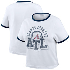 Atlanta Braves WEAR by Erin Andrews Women's Ringer Baby T-Shirt for sale