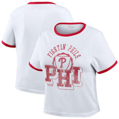 Philadelphia Phillies WEAR by Erin Andrews Women's Ringer Baby T-Shirt Lifestyle