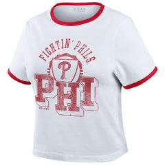 Philadelphia Phillies WEAR by Erin Andrews Women's Ringer Baby T-Shirt Lifestyle