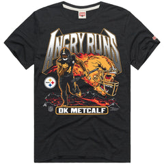 DK Metcalf Pittsburgh Steelers Homage Unisex Angry Runs Player Graphic Tri-Blend T-Shirt Charcoal - NFL