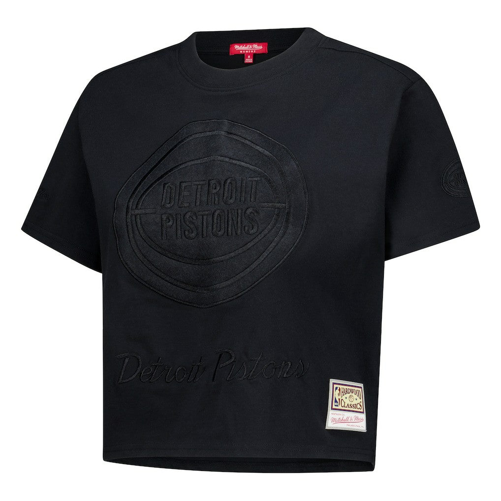 Mitchell & Ness - Detroit Pistons Women's Phantom Cropped T-Shirt - Black
