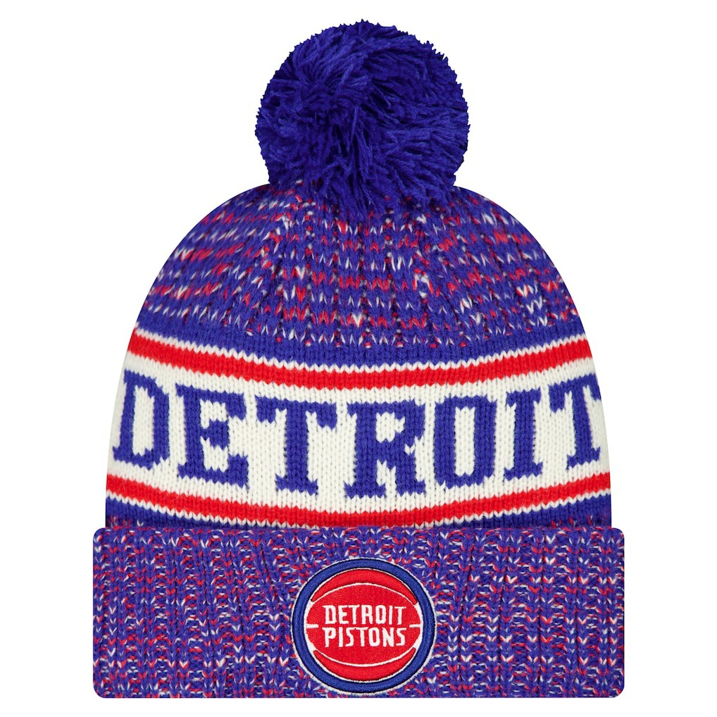New Era - Detroit Pistons Team Cuffed Knit Hat with Pom - Blue