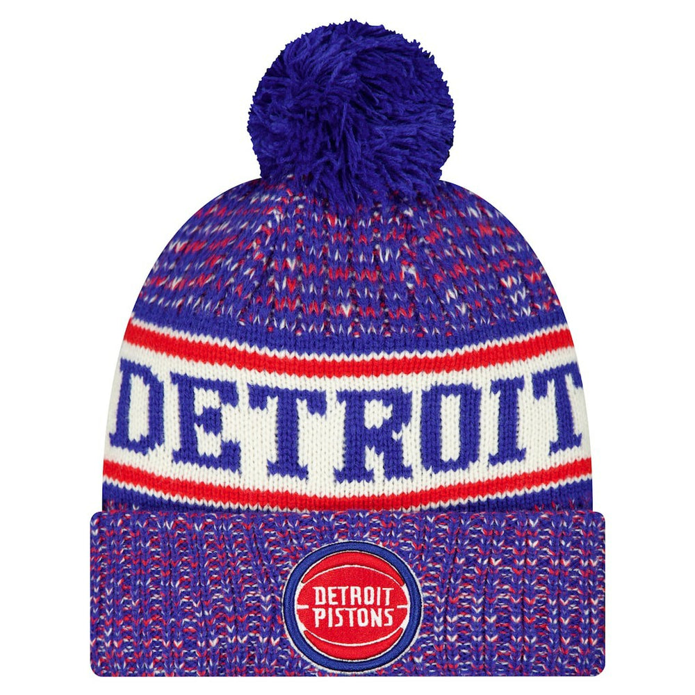 New Era - Detroit Pistons Team Cuffed Knit Hat with Pom - Blue