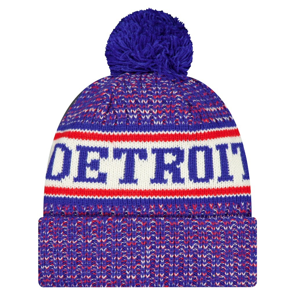 New Era - Detroit Pistons Team Cuffed Knit Hat with Pom - Blue