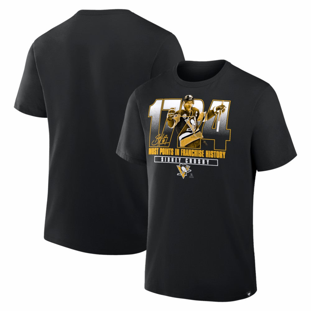 Sidney Crosby Pittsburgh Penguins Most Points in Franchise History T-Shirt Black