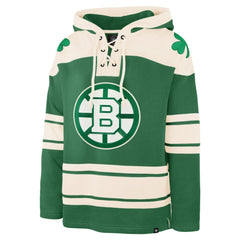 Jeremy Swayman Boston Bruins '47 St. Patrick's Day Player Name & Number Lacer Pullover Hoodie Kelly Green