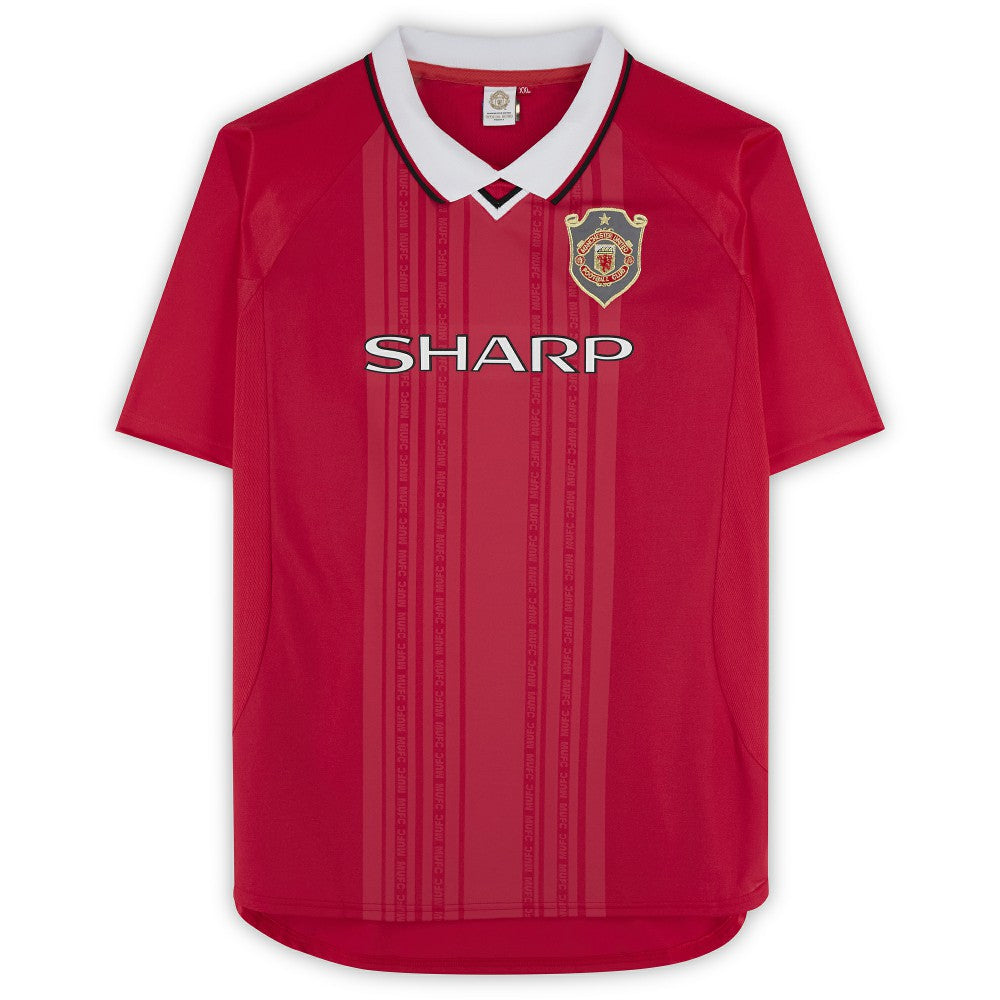 Adidas Teddy Sheringham Manchester United Autographed 1999 Red UEFA Champions League Home Jerseys - Icons