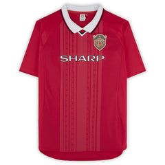 Adidas Teddy Sheringham Manchester United Autographed 1999 Red UEFA Champions League Home Jerseys - Icons