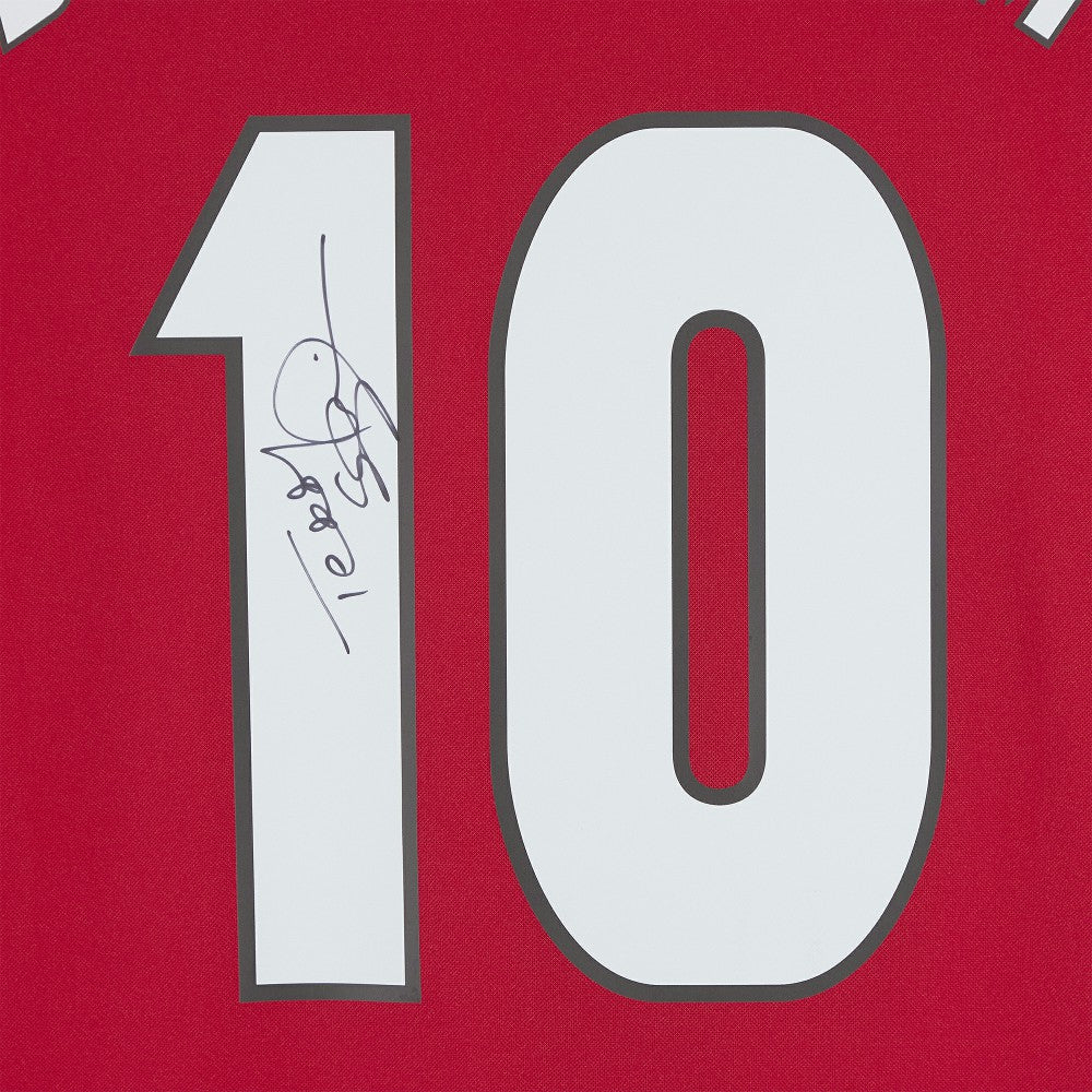 Adidas Teddy Sheringham Manchester United Autographed 1999 Red UEFA Champions League Home Jerseys - Icons