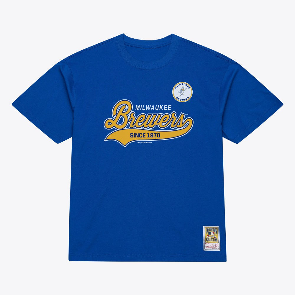 Milwaukee Brewers Mitchell & Ness Script Sweep Arch T-Shirt Clearance