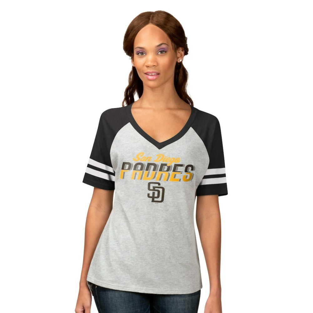 San Diego Padres G-III 4Her by Carl Banks Women's Goal Line Raglan V-Neck T-Shirt Sale
