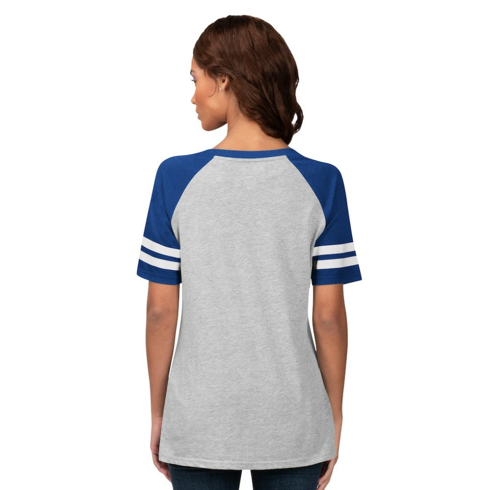 Los Angeles Dodgers G-III 4Her by Carl Banks Women's Goal Line Raglan V-Neck T-Shirt discount