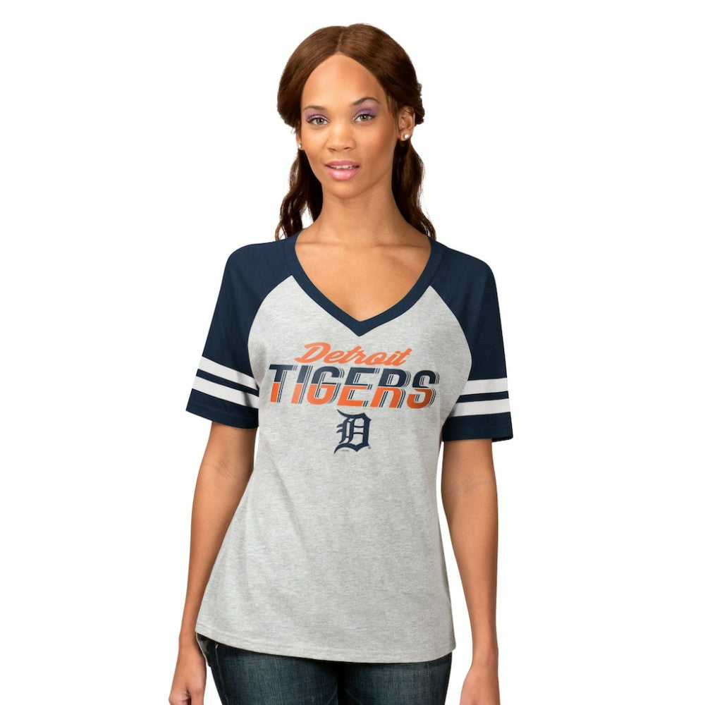 Detroit Tigers G-III 4Her by Carl Banks Women's Goal Line Raglan V-Neck T-Shirt Sale
