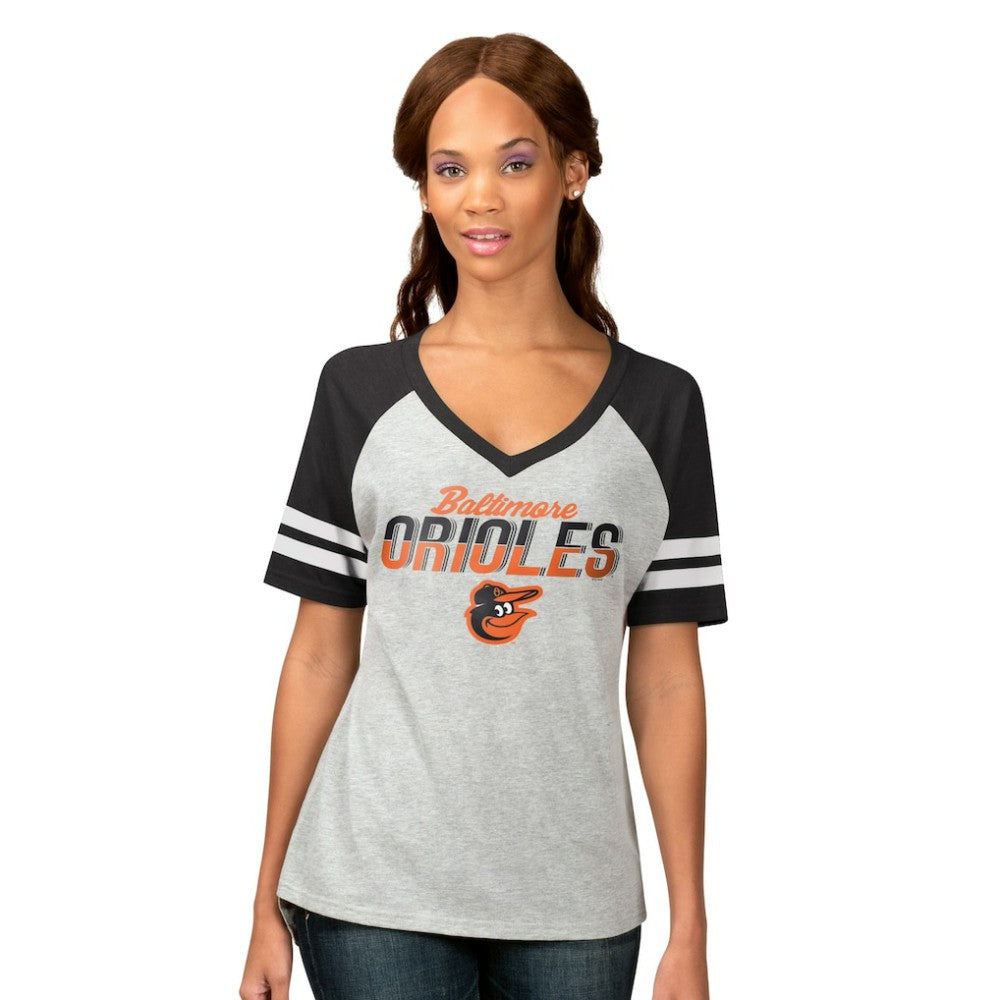 Baltimore Orioles G-III 4Her by Carl Banks Women's Goal Line Raglan V-Neck T-Shirt Lifestyle