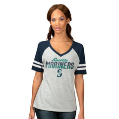Seattle Mariners G-III 4Her by Carl Banks Women's Goal Line Raglan V-Neck T-Shirt Lifestyle