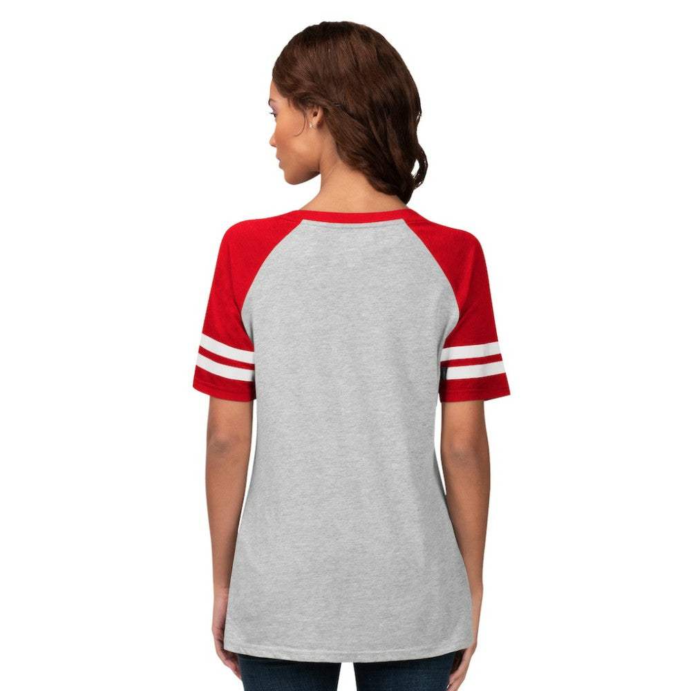 Philadelphia Phillies G-III 4Her by Carl Banks Women's Goal Line Raglan V-Neck T-Shirt discount