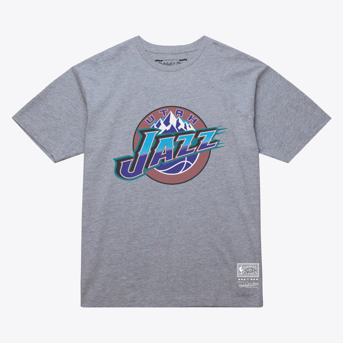 Mitchell & Ness - Utah Jazz Unisex Hardwood Classics Arch T-Shirt - Heather Gray