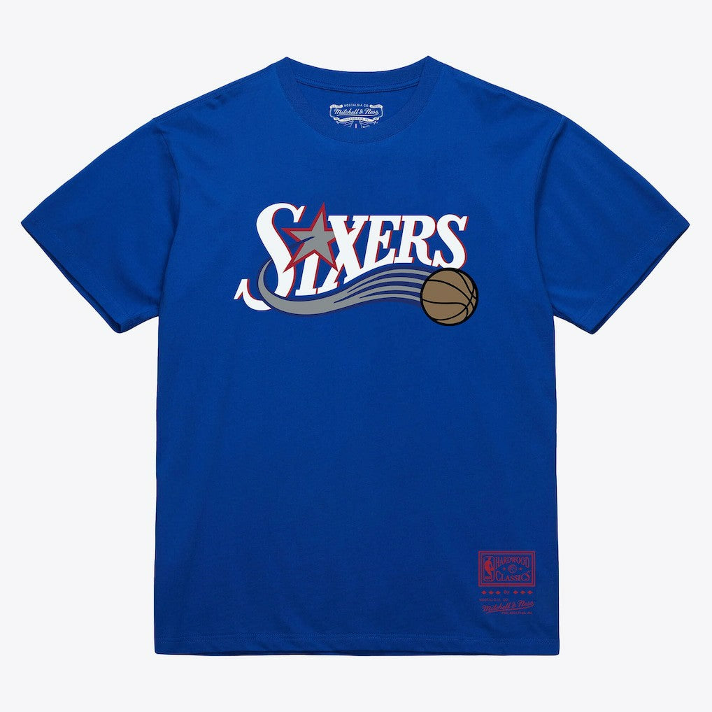 Mitchell & Ness - Philadelphia 76ers Unisex Hardwood Classics Arch T-Shirt - Royal