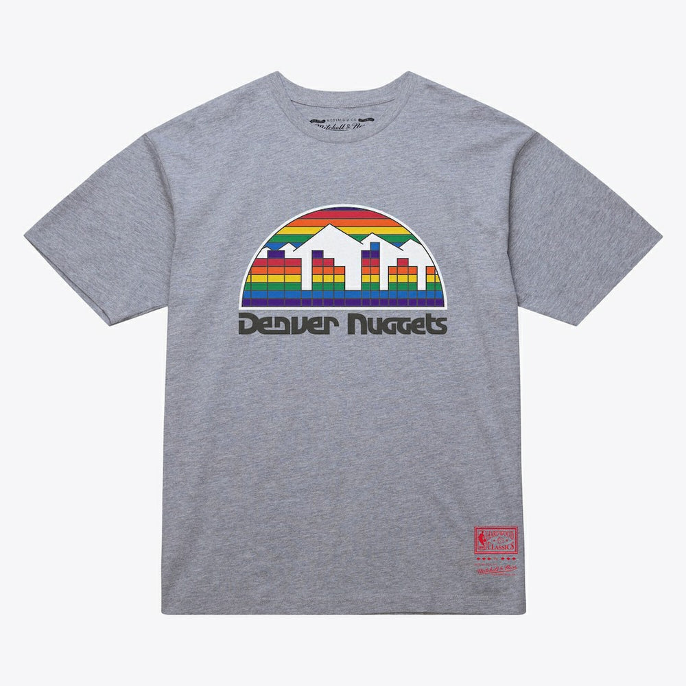 Mitchell & Ness - Denver Nuggets Unisex Hardwood Classics Arch T-Shirt - Heather Gray