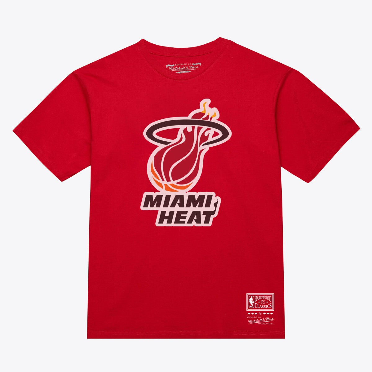 Mitchell & Ness - Miami Heat Unisex Hardwood Classics Arch T-Shirt - Red