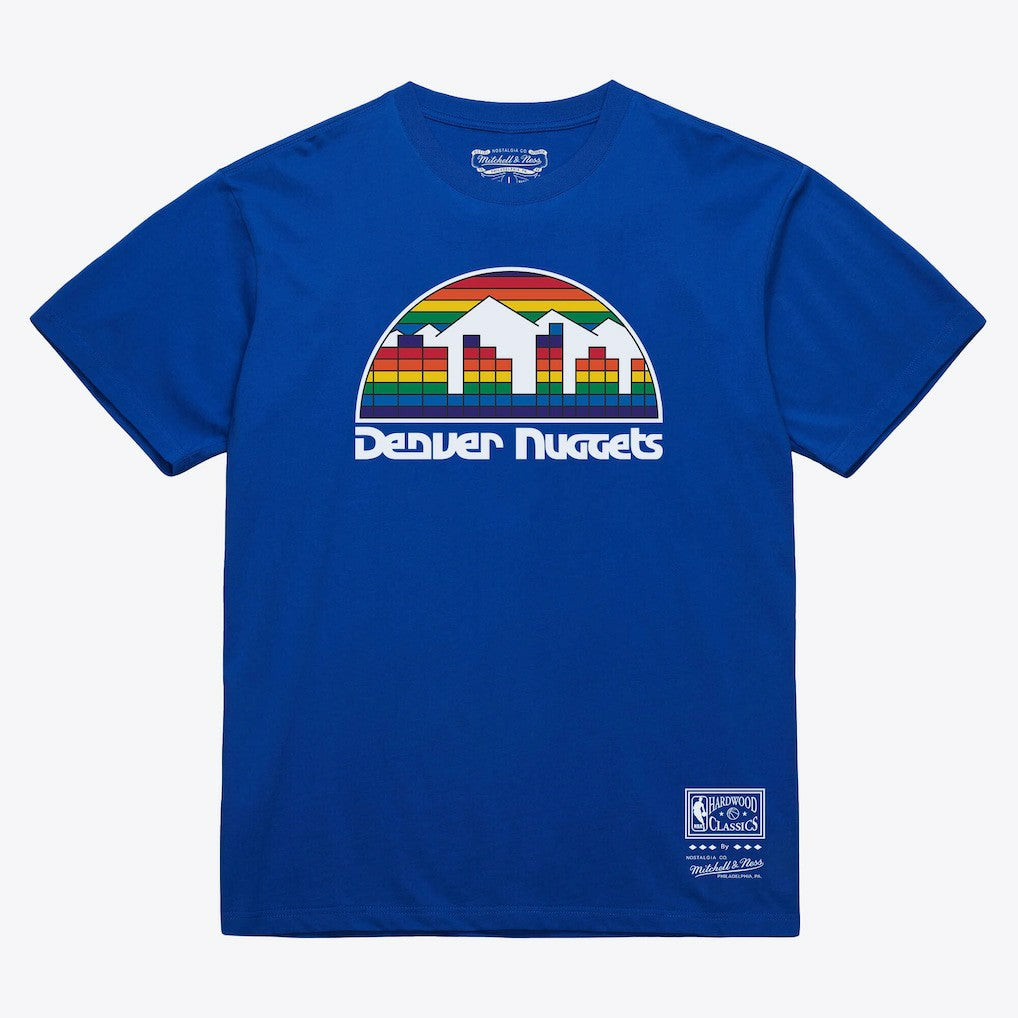 Mitchell & Ness - Denver Nuggets Unisex Hardwood Classics Basic Logo Arch T-Shirt - Royal