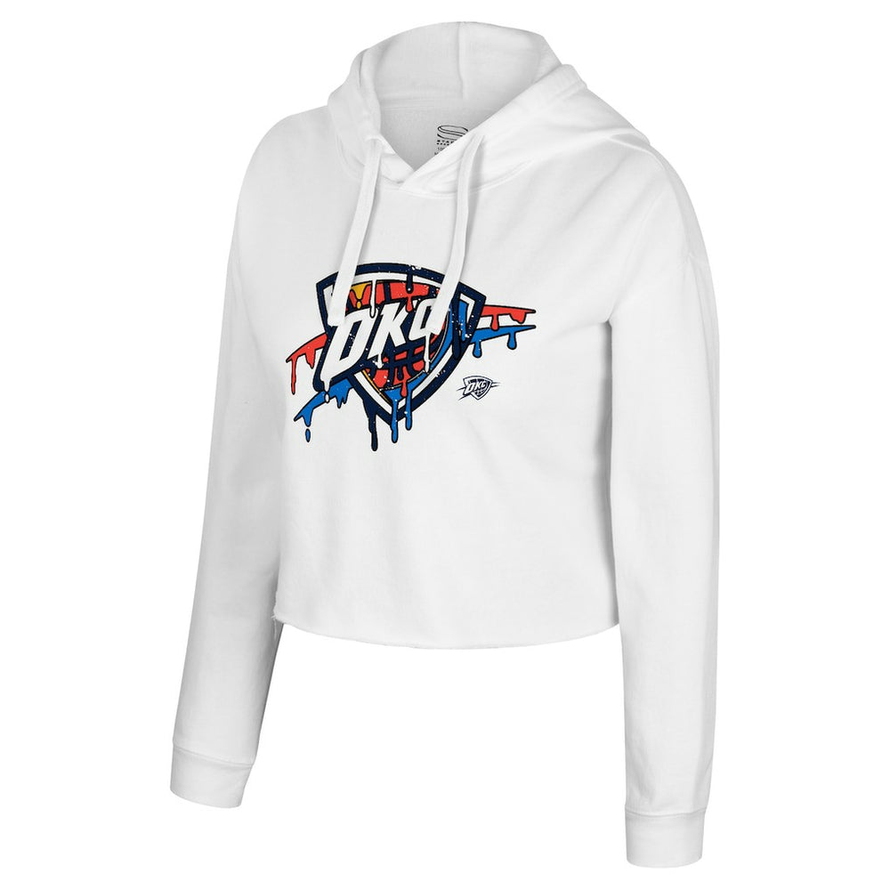 NBA - Oklahoma City Thunder Stadium Essentials Women's Ice Cream Cropped Hoodie - White